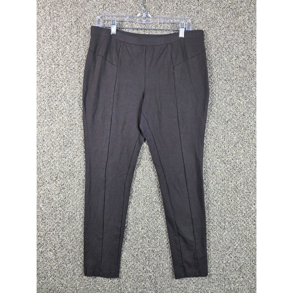 Grace Elements Women's Pull-On Dress Pants Large Brown Stretch Slim Ankle Career - Picture 4 of 5